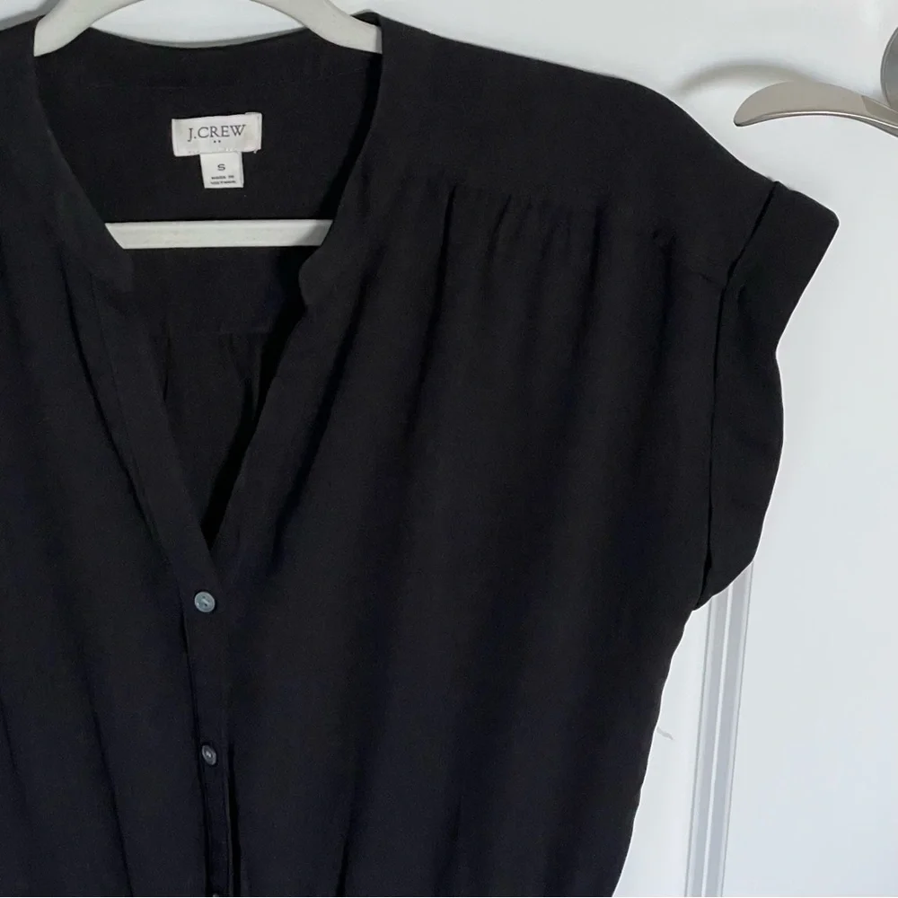 J. Crew Black V-neck Cuffed Short Sleeve Camp-Shirt Jumpsuit - 47207